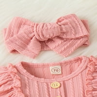 GENUISKIDS Baby Girls Fall Outfits Novorođeni dojenčad dugih rukava prednji ruffle romper + čarape +