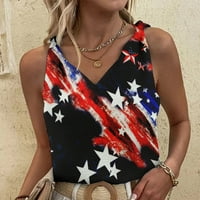 USA Cisterne za zastavu Top Žene bez rukava bez rukava Patriotic 4. srpnja Grafički ljetni prsluk seksi