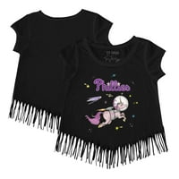 Djevojke Toddler Tiny TurnIp Black Philadelphia Phillies Space Unicorn Fringe majica