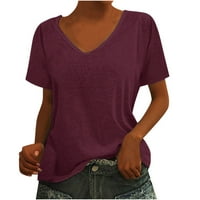 Žene casual majica kratkih rukava Basični ljetni vrhovi labavi V-izrez labavi fit bluza majica