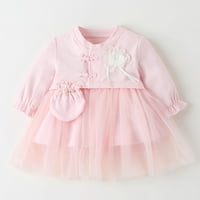 Debqupv 4T haljine za djevojčice Djevojke Djevojke Pamučne kratke rukave haljine Djevojke Ljetne povremene odjeće Ružičasta 0- mjeseci