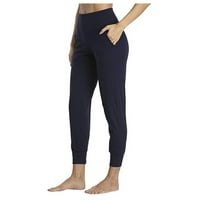 Ženske visokog struka joge hlače Dužine tajice sa džepovima modne čvrste boje Yoga hlače fitnes trčanje