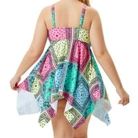 ŠumaySashe Plus Size Svi kupaći kostimi Ženska modna tiskana nepravilna suknja s rukavima velike veličine