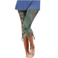 Vremenska garka ženska casual široka noga joga capris crossover visoki struk Capri hlače labave meke pidžame džepove, zelena, xl