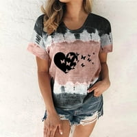 Žene Modni casual vrhovi tiskane majice kratkih rukava s pulover okruglim vratom Crni XXL