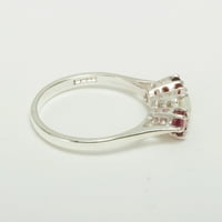 9k bijeli zlatni prirodni Opal i ružičasti turmalin Ženski prsten - veličine 12