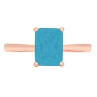 2. CT sjajan smaragdni rez Clear Simulirani dijamant 18k ružičasto zlato pasijans prsten sz 10