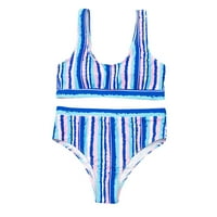 TAWOP kupaći kostimi za žene Tummy Control Women Multicolor struk plaža Bikini kupaći kostim plave veličine