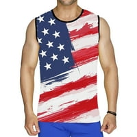 Tenkovi muškarci 4. srpnja, muške majice bez rukava, američke zastave zvijezde Stripes mišićne prsluk majice za muškarce veliki i visoki grafički na plaži Patriotski vrhovi rezervoara