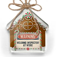 Ornament tiskani jedan oboren inspektor za zavarivanje upozorenja na poslu Vintage Fun Potpiši posao Božić Neonblond