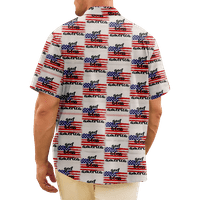 4. jula muška havajska majica SAD Nacionalna zastava Grafički 3D košulja COLLAR CLUB kratki rukav ispisuje