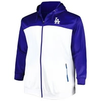 Muški kraljevski bijeli Los Angeles Dodgers Big & Tall Yoke punog zip hoodie
