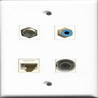 Riteav Port RCA Blue i Port CoA kablovska TV - F-tipa i luka i lučka mačka Ethernet bijeli zidna ploča
