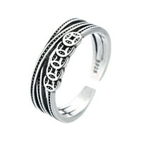 Prstenovi za djevojčice Vintage stil metalni otvoreni prsten muškarci žene dvostruki linijski prsten