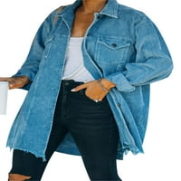 Jedno otvaranje ženske vintage jakne, odrasli casual stil dugih rukava s dugim rukavima niz majicu sa džepovima za preklop