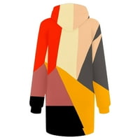 Ležerna haljina za žene Ležerni elegantni pulover sa džepnim kapuljačom s dugim rukavom, labava haljina narandžasta xl