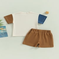 Toddler Baby Boys Djevojke 4. jula Outfits Stars Stripe kontrastna boja kratkih rukava + kratke hlače Podesite male dječake Djevojke Dan nezavisnosti Ljetna odjeća 1-6Y