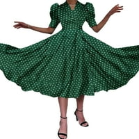 Niuer Ladies Midi haljine V izrez duga haljina polka dot ljetna plaža sandress seksi kratki rukav zeleni l