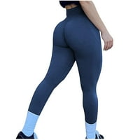 Hlače žene, modna ženska visoka struka čvrste boje bešavne teške joge vježbi hlače plave l