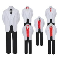 5- formalno crno bijelo odijelo set crveni luk dugi kravate prsluk dječak dječji dojenčad smrt