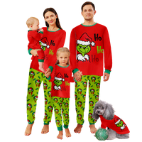Kuća za odmor za obiteljske organske pamučne gornje i platne hlače Božićni print Flannel pidžame za muškarce Žene Par dječji psi