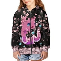 Estetski hoodie zip up teen cherry cvijet Axolotl sportske dukseve Morska modna jakna teretana sportska