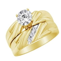 Okrugli oblik Bijeli prirodni dijamantski set za vjenčani prsten u 10K žuti zlatni prsten veličine 12,5