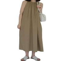 Sanviglor Women Maxi Haljine SOLD COLOR Spremnik haljina bez rukava Ležerstva Ležerne prilike Hažerni