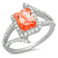 2.1ct smaragdni rez crveni simulirani dijamant 18k bijeli zlatni godišnjički angažman halo prstena veličine