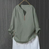 Wozhidaoke T majice za ženske košulje za žene Cottonlong rukave na otvorenom kauzalna majica zelena