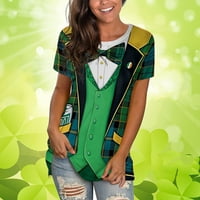Dan St Patrick Slatke grafičke majice za žene Ležerne prilike pulover s kratkim rukavima majica majica Green XXL