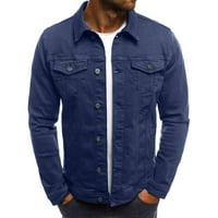 Muška jesenski zimski gumb Čvrsta boja vintage traper jakna vrhova bluza