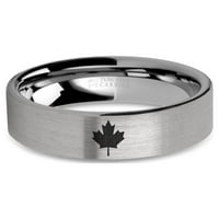 Kanada javorov list laserski gravirani volfram vjenčani traki, četkani, veličina 5.5