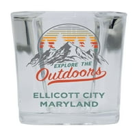 Ellicott City Maryland Istražite otvoreni suvenir Square Square Base alkohol Staklo 4-pakovanje