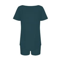 Zyekqe ženske kratke pidžame postavlja odjeću za kratke rukave s širokim kratkim kratkim hlačama spavanja