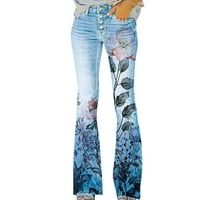 Manxivoo ženske hlače Dugi dugi izbor od tiskanih povremenih ležerne hlače Udobne mikro zapaljene hlače