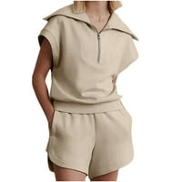 Duks odjeća za žensku polovinu zip rever s kratkim rukavima s kratkim hlačama visokog struka