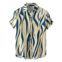 Muška majica Ljetna casual labava ripple tiskana plaža kratki rukav navratnik za odmor za odmor Bluza