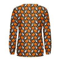 Umitay Maxi haljina dugih rukava ženska casual moda Halloween Print Dugi rukav O-izrez TOP bluza