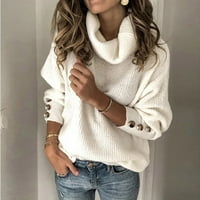 Pleteni džemper prsluk za žene Ženski turtleneck pleteni džemper duks dugih rukava elegantni casual