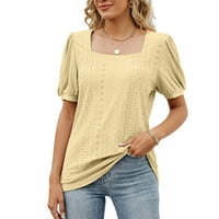 Ženske vrhove i bluze u nastavku Ležerne prilike Ležerne prilike kratkih rukava modne majice Yellow M