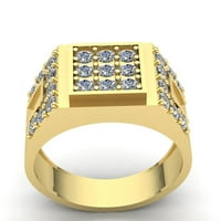 Pravi 2CT okrugli rez dijamantski muški okupljeni zaručnički prsten od prstenastih 10k ruža, bijeli