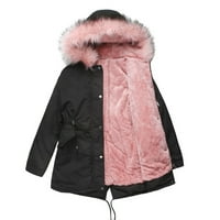 Tking Fashion Women Mins-Duljina Zima Warm Plus Fleece Coat plus pamučni podstavljeni kaput - XXL