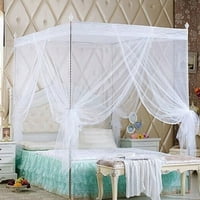 Romantična princeza čipkasta kreveta s mosquito mrežom - jednostavnim uglovima post zavjese za blizance,