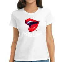 Željne i ženske ljupke romantične usne stilski ženske grafičke majice - majica kratkih rukava sa zabavnim