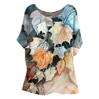 Ženski bluze Ženska casual Solid Color Print Okrugli izrez Loose Raglan rukavi kratki rukav TOP KHAKI XXL