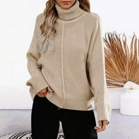 Dukseri za žene Turtleneck dugih rukava, povremeni preveliki pulover pletenje vrhovi