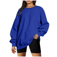Pulover za žene prevelizirana Crewneck Dukserica Čvrsta boja Trendy Girls Majica Ležerne prilike pulover