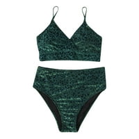 GUBOTARE bikini setovi za žene Ženske visoko izrezu Tanga bikini set kupaći komič u Cami String kupaći kupalište, zeleni XL