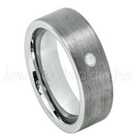 Cijevni rez Tungun Wedding Band - 0,07ct Solitaire Diamond prsten - Personalizirani vjenčani prsten Tungsten - po mjeri po mjeri April TN669bs